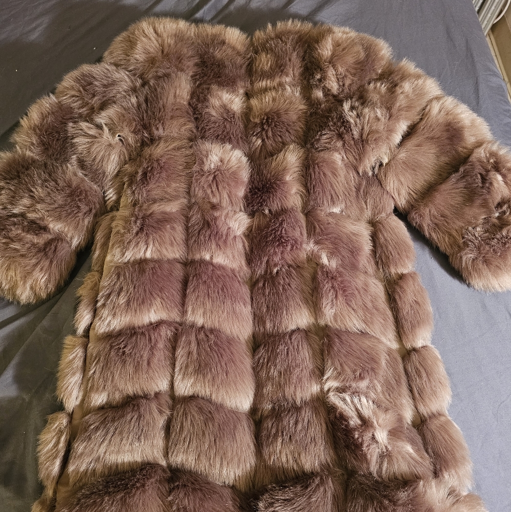 Faux winter fur coat